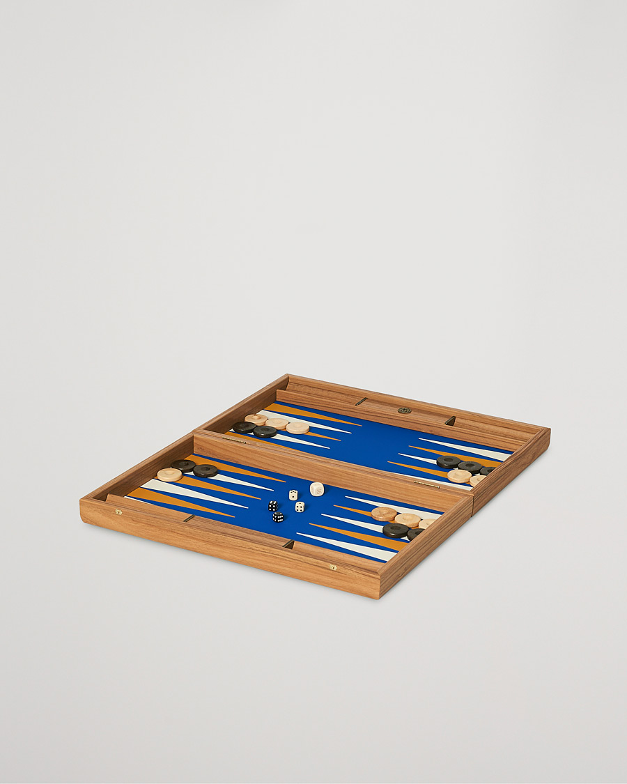 Homme | Jeux | Manopoulos | Walnut Royal Blue Large Backgammon