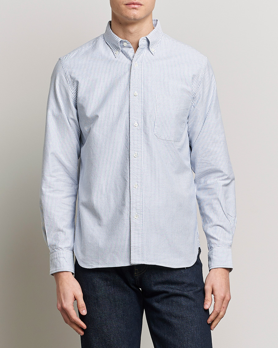 Homme | Casual | BEAMS PLUS | Oxford Button Down Shirt Blue Stripe