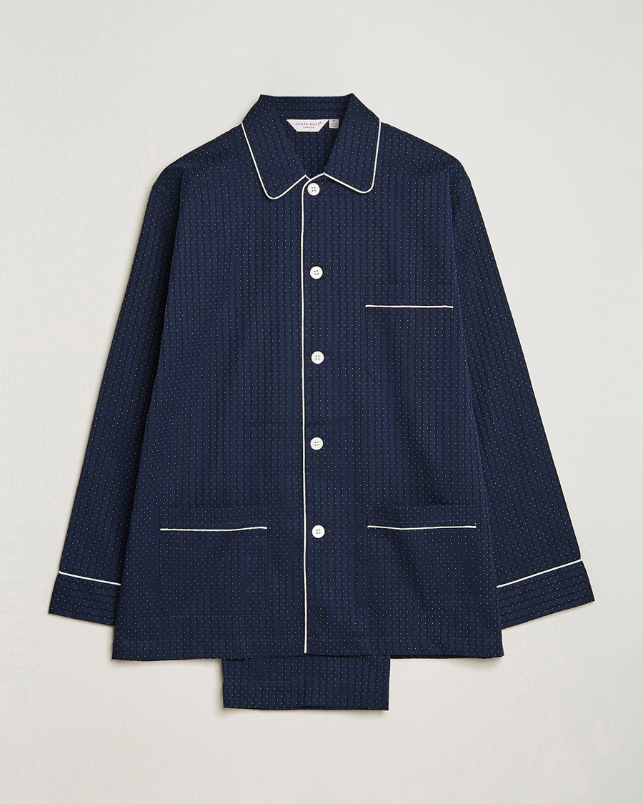 Homme | Peignoirs Et Pyjamas | Derek Rose | Royal Piped Cotton Pyjama Set Navy