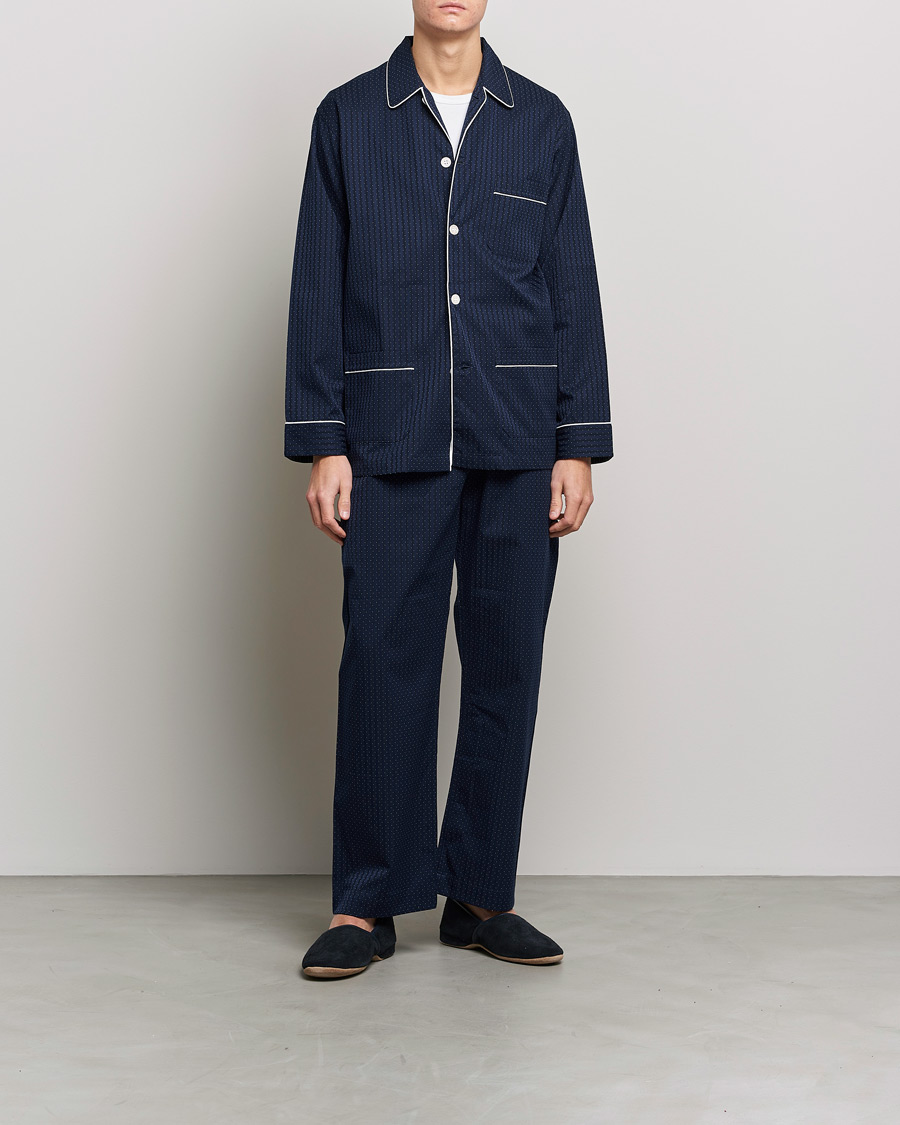 Homme | Peignoirs Et Pyjamas | Derek Rose | Royal Piped Cotton Pyjama Set Navy