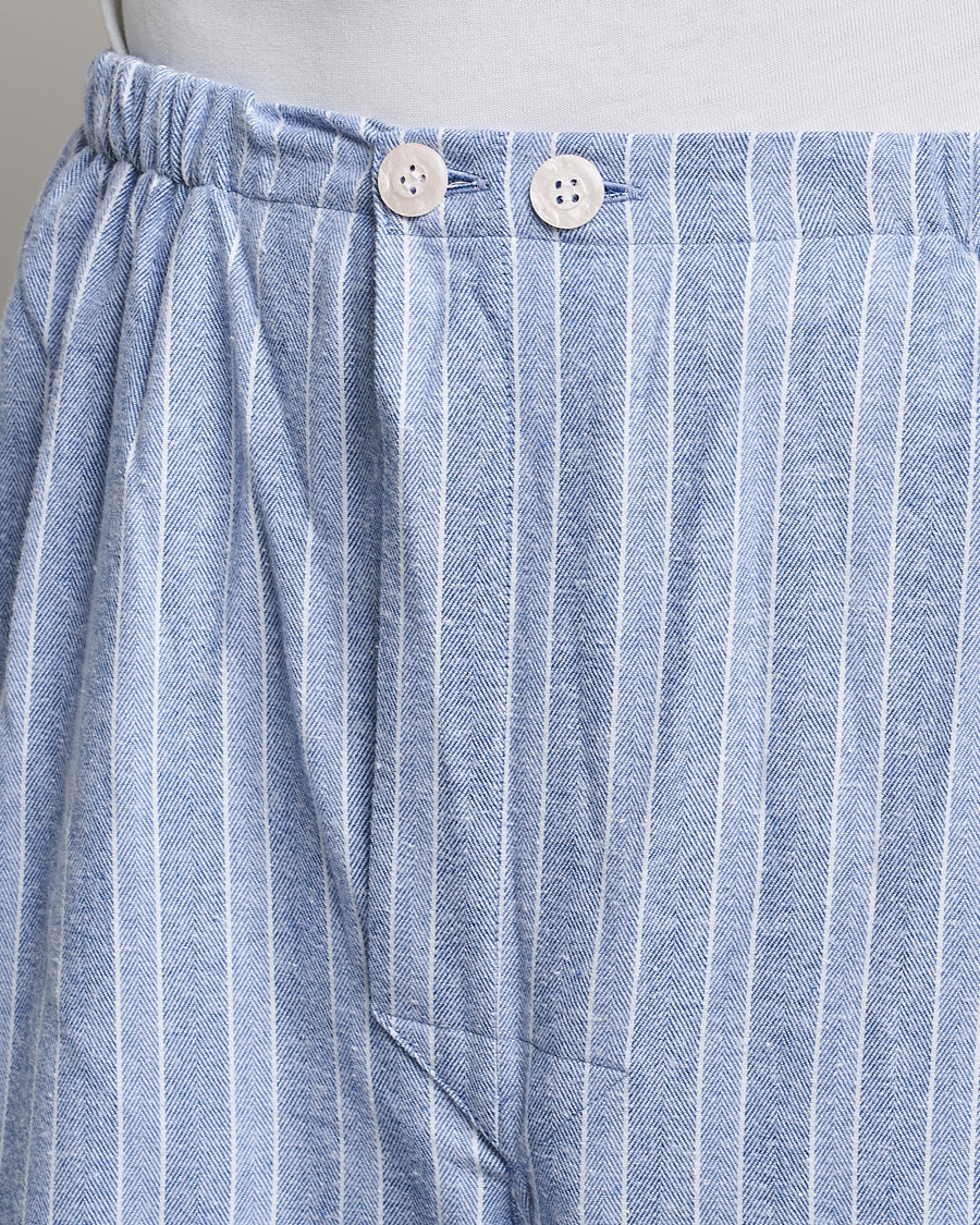 Homme | Peignoirs Et Pyjamas | Derek Rose | Brushed Cotton Flannel Striped Pyjama Set Blue