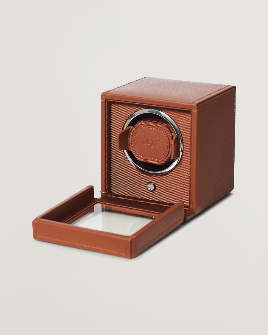 Homme | Boîtes montres et bijoux | WOLF | Cub Single Winder With Cover Cognac