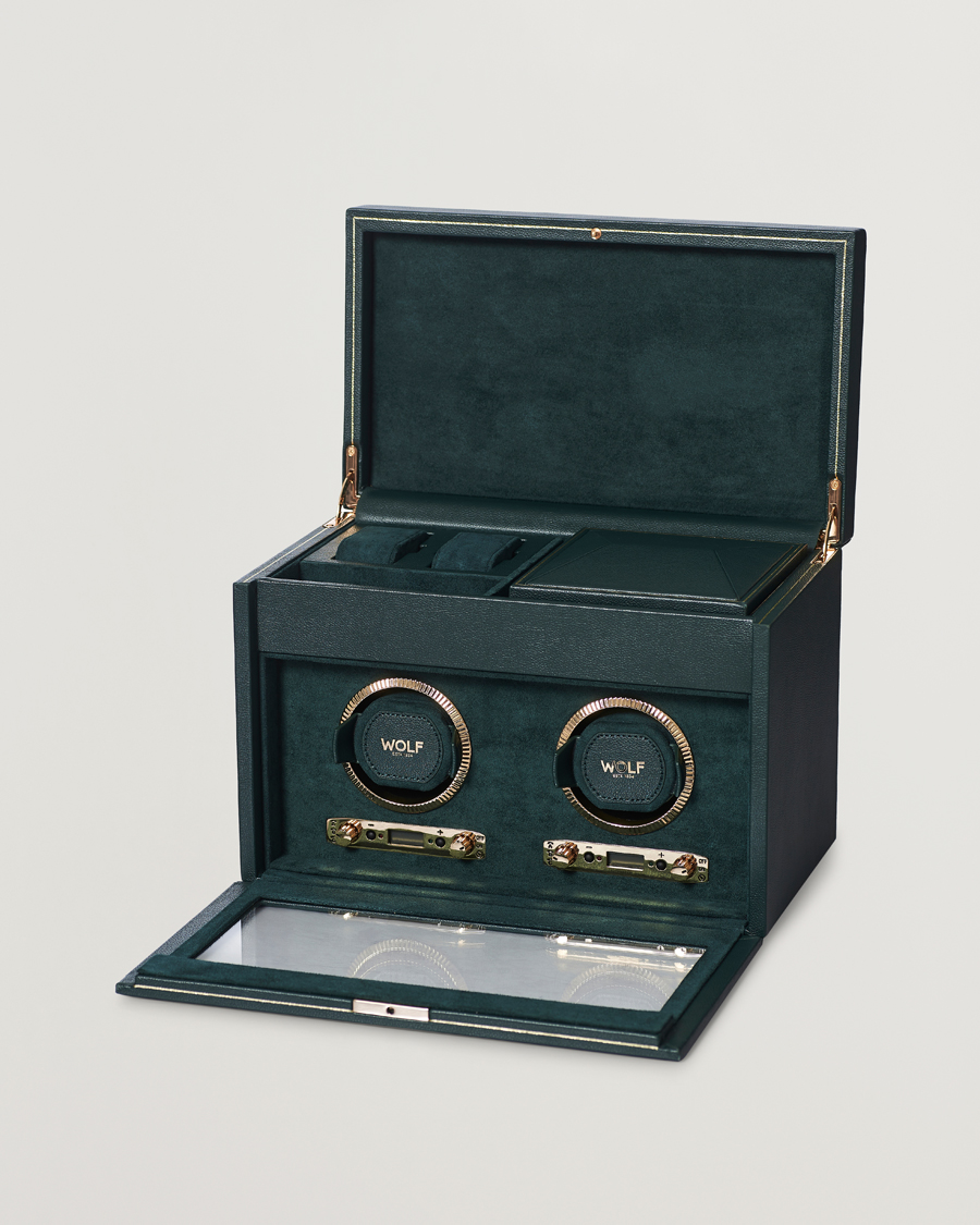Homme | WOLF British Racing Green Double Watch Winder | WOLF | British Racing Green Double Watch Winder
