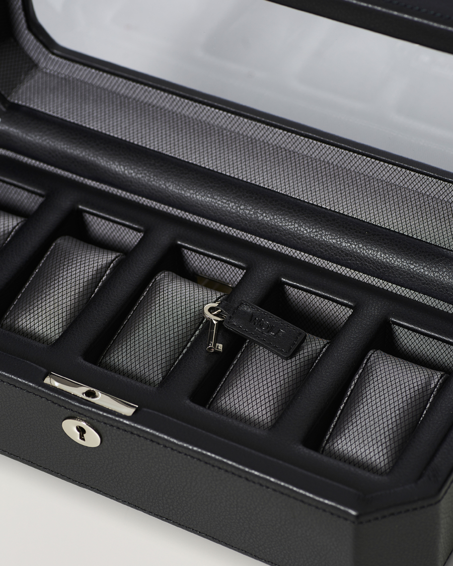 Homme | WOLF Windsor 5 Piece Watch Box Black/Grey | WOLF | Windsor 5 Piece Watch Box Black/Grey