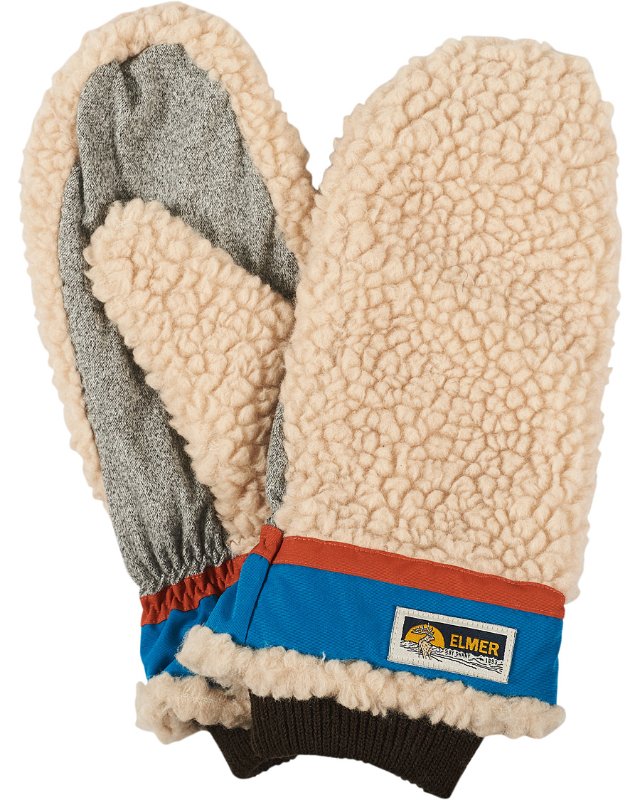 Homme | Elmer by Swany Miyo Wool Teddy Mittens Beige/Blue | Elmer by Swany | Miyo Wool Teddy Mittens Beige/Blue