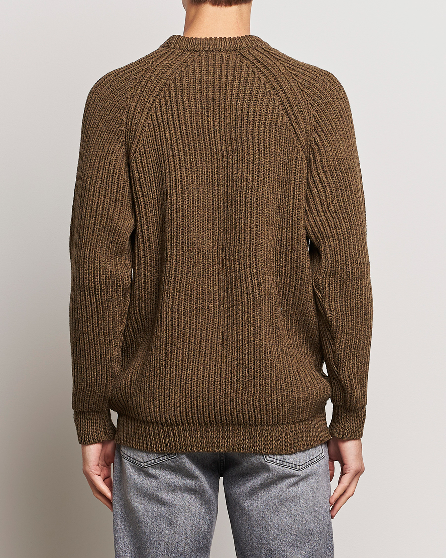 Homme | Pulls Et Tricots | Gloverall | Fisherman Rib Chunky Wool Crew Dark Green