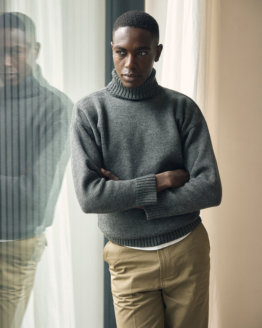 Homme | Pulls Et Tricots | Gloverall | Submariner Chunky Wool Rollneck Grey