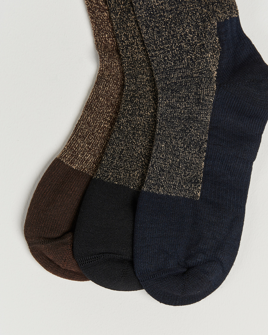 Homme |  | Red Wing Shoes | Wool Deep Toe-Capped Crew 3-Pack Brown/Navy/Black