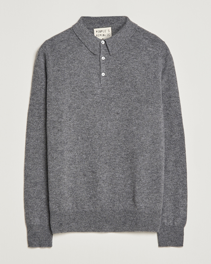 Homme | Pulls Et Tricots | People's Republic of Cashmere | Cashmere Long Sleeve Polo Heather Grey