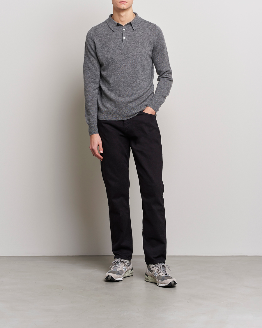 Homme | Pulls Et Tricots | People's Republic of Cashmere | Cashmere Long Sleeve Polo Heather Grey