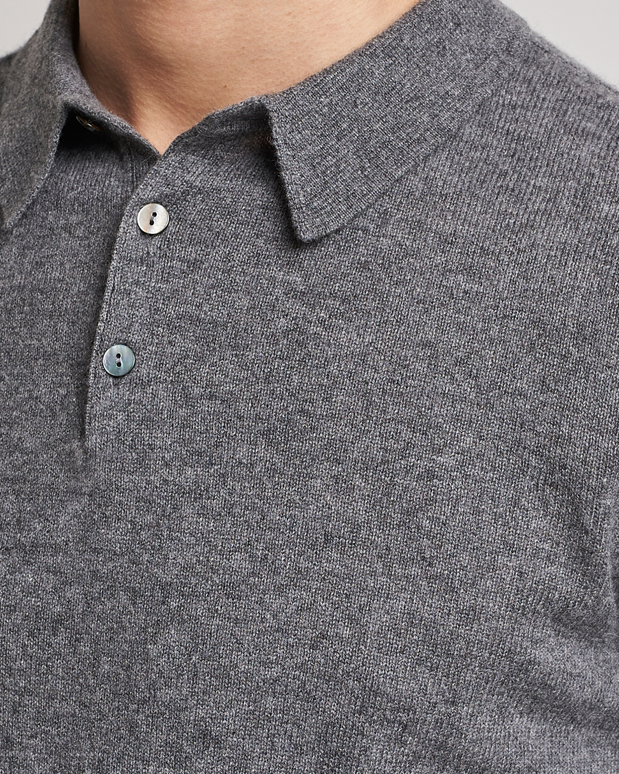 Homme | Pulls Et Tricots | People's Republic of Cashmere | Cashmere Long Sleeve Polo Heather Grey