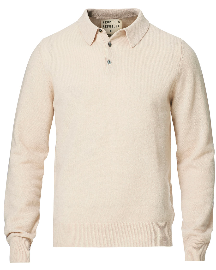 Homme | Pulls Et Tricots | People's Republic of Cashmere | Cashmere Long Sleeve Polo Cream