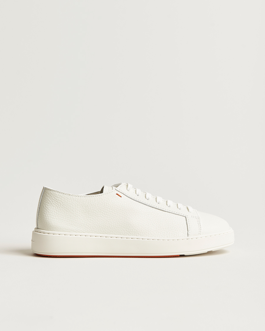 Homme | Baskets | Santoni | Low Top Grain Leather Sneaker White Calf