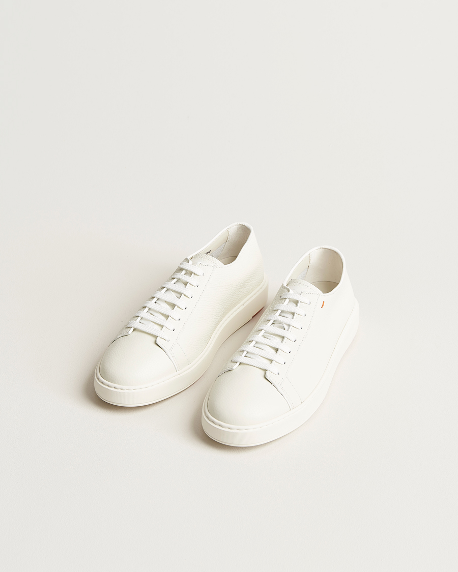 Homme | Baskets | Santoni | Low Top Grain Leather Sneaker White Calf