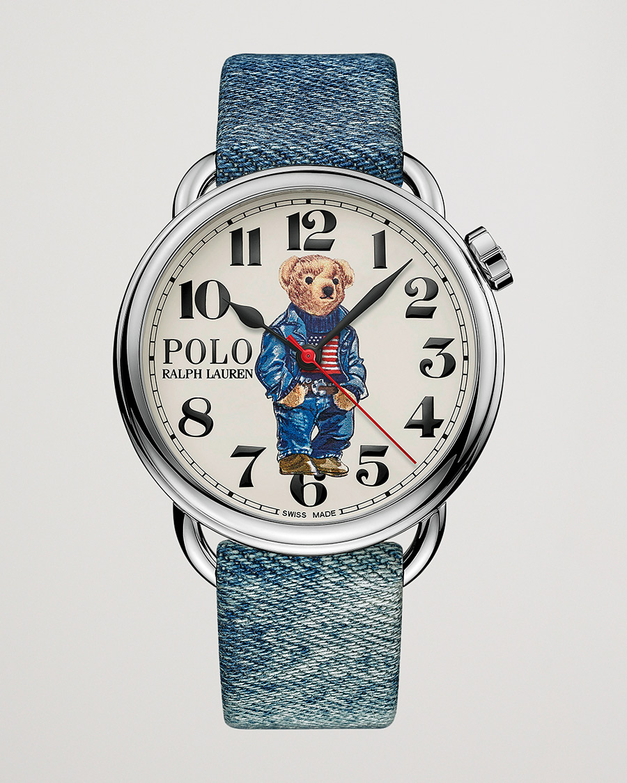 Homme | Polo Ralph Lauren 42mm Automatic Denim Flag Bear Steel With White Dial | Polo Ralph Lauren | 42mm Automatic Denim Flag Bear Steel With White Dial