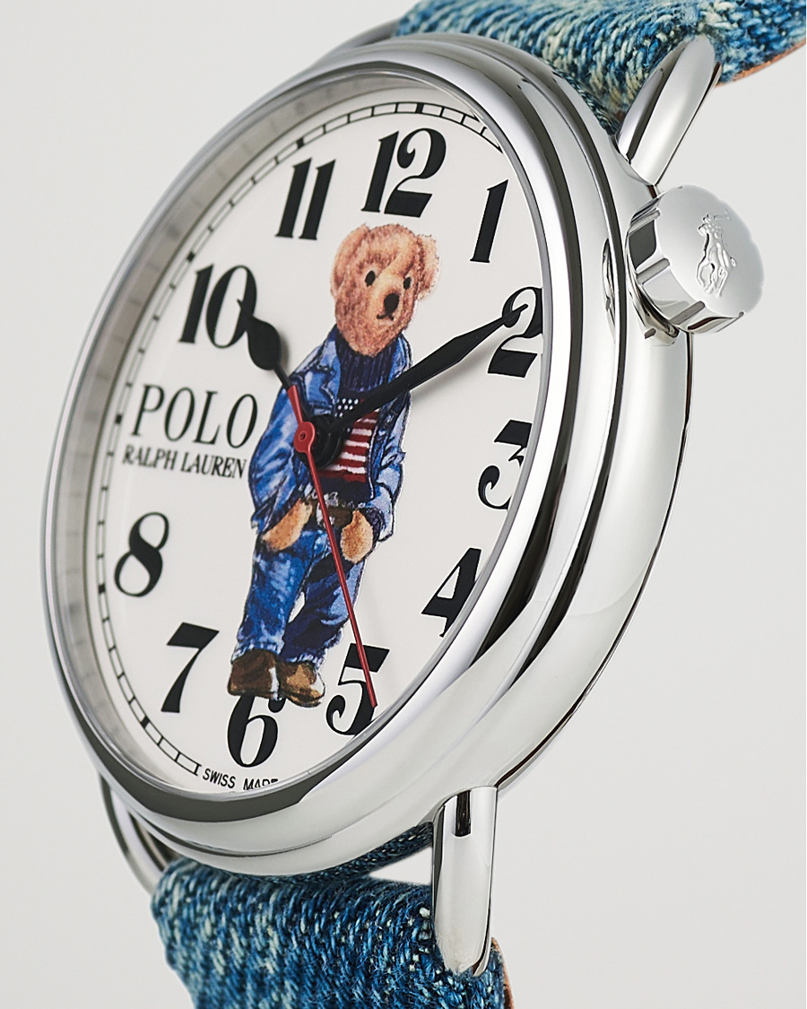 Homme | Polo Ralph Lauren 42mm Automatic Denim Flag Bear Steel With White Dial | Polo Ralph Lauren | 42mm Automatic Denim Flag Bear Steel With White Dial
