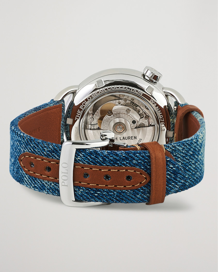 Homme | Polo Ralph Lauren 42mm Automatic Denim Flag Bear Steel With White Dial | Polo Ralph Lauren | 42mm Automatic Denim Flag Bear Steel With White Dial