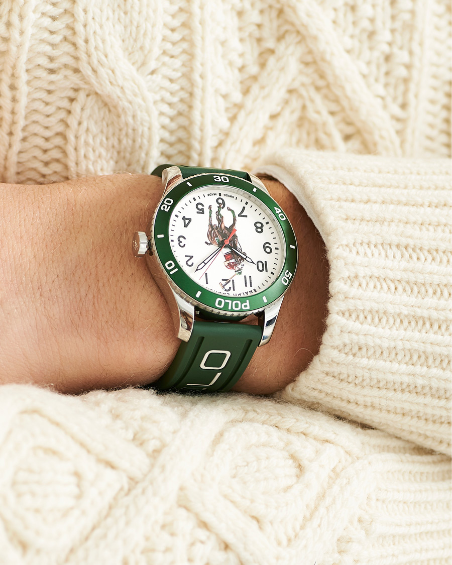 Homme |  | Polo Ralph Lauren | 42mm Automatic Pony Player  White Dial/Green Bezel