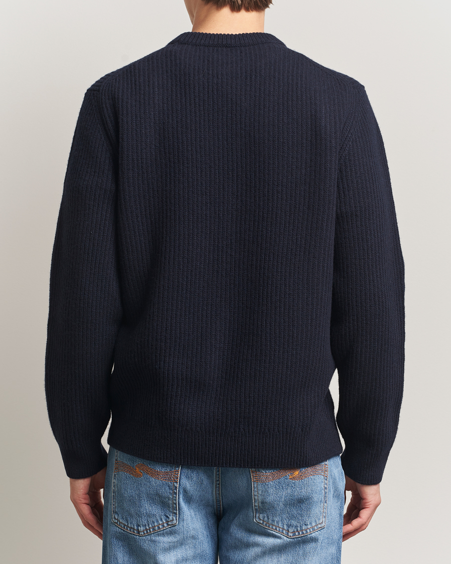 Homme | Pulls Et Tricots | Nudie Jeans | August Wool Rib Knitted Sweater Navy