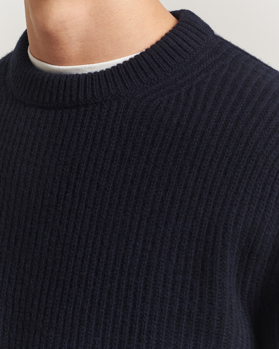 Homme | Pulls Et Tricots | Nudie Jeans | August Wool Rib Knitted Sweater Navy