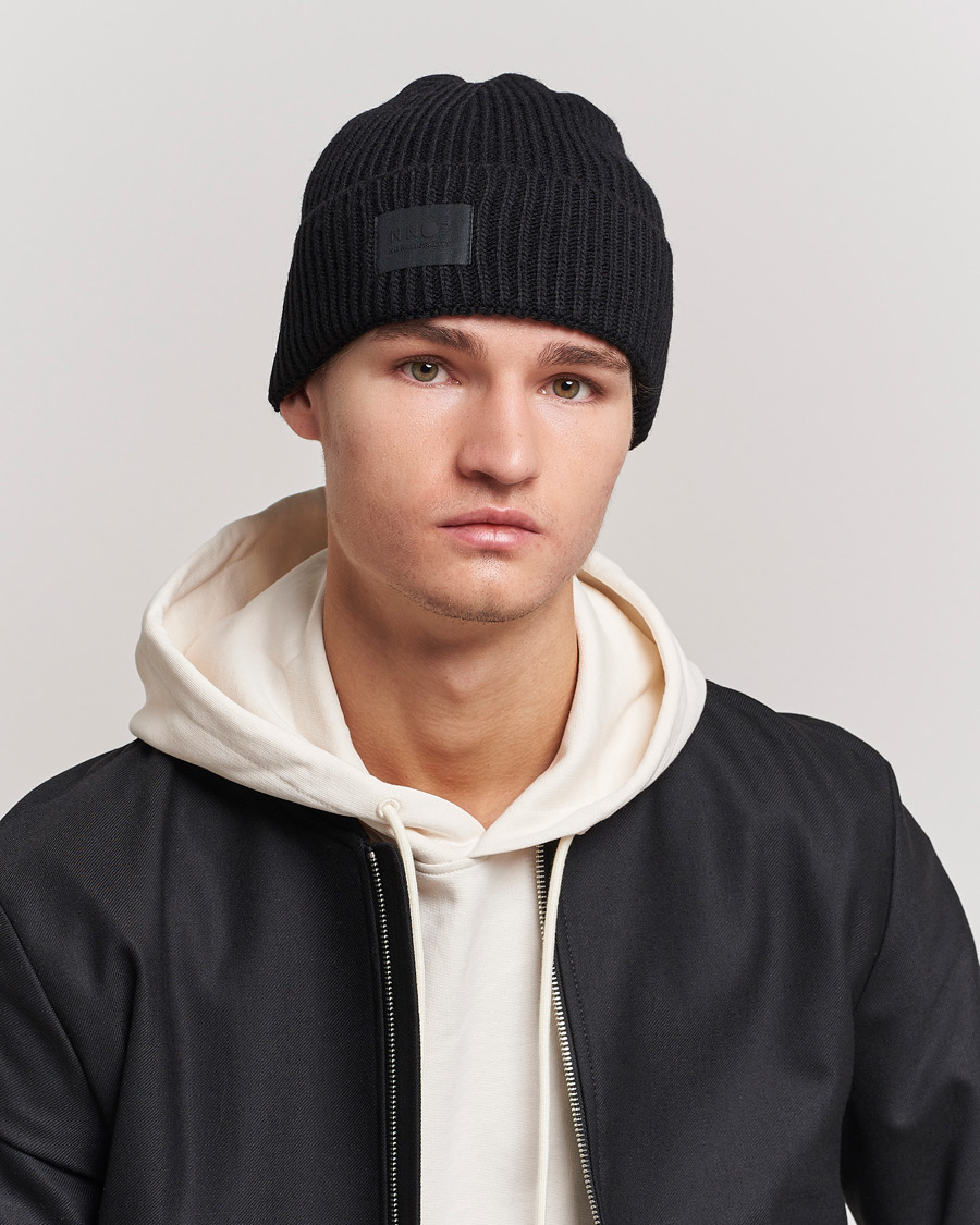 Homme | NN07 Bob Logo Beanie Black | NN07 | Bob Logo Beanie Black