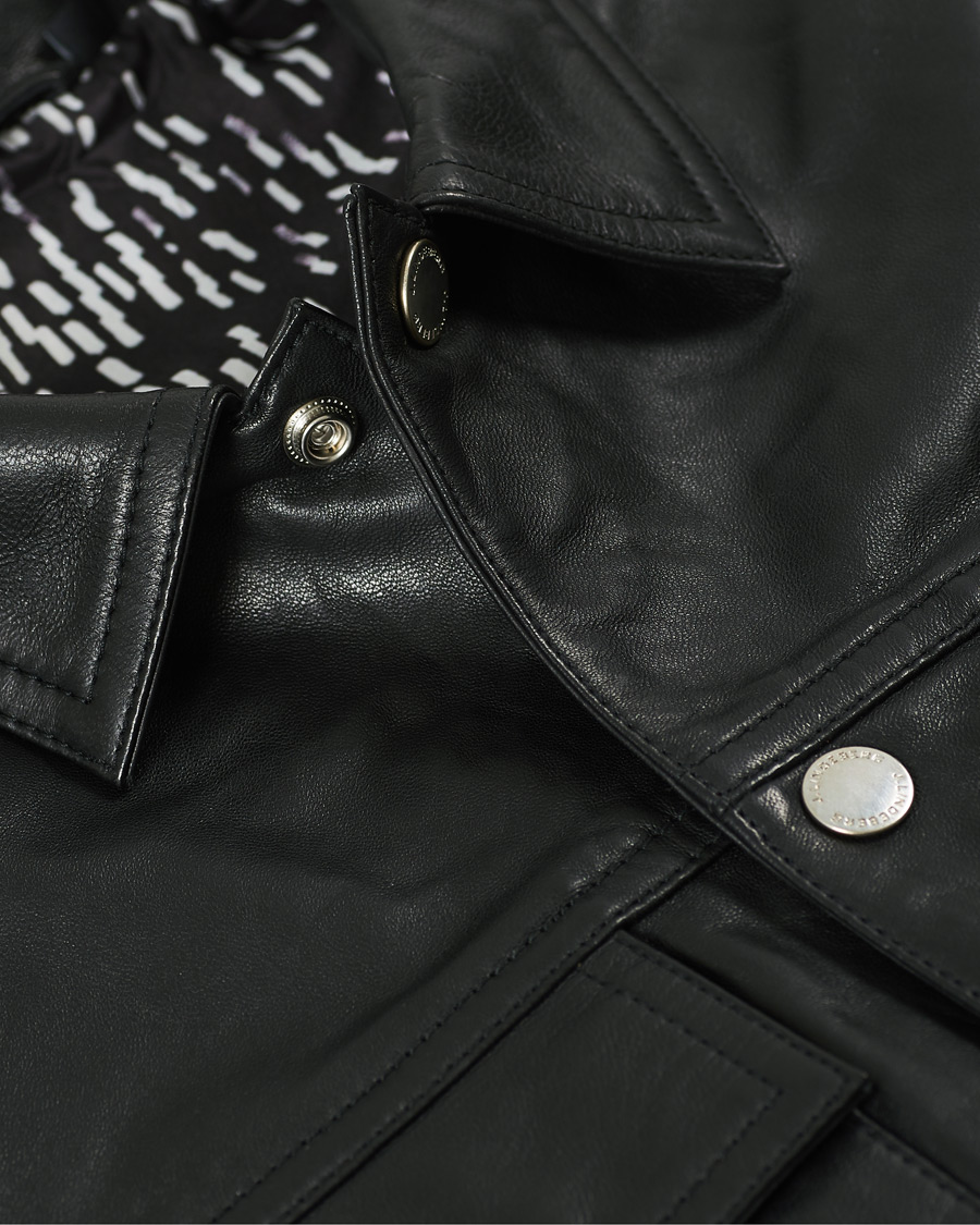 Homme | Chemises | J.Lindeberg | Lenox Lambsnappa Leather Overshirt Black