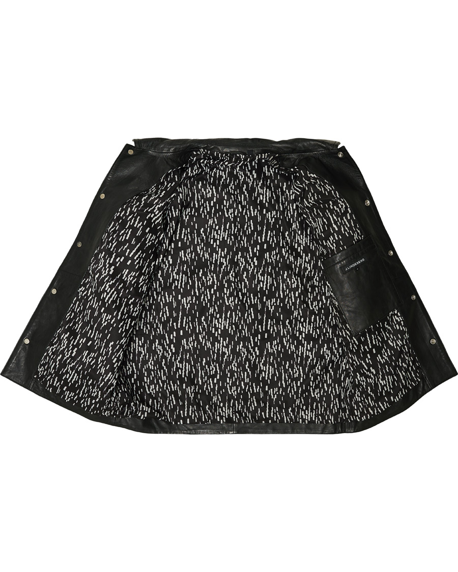 Homme | Chemises | J.Lindeberg | Lenox Lambsnappa Leather Overshirt Black