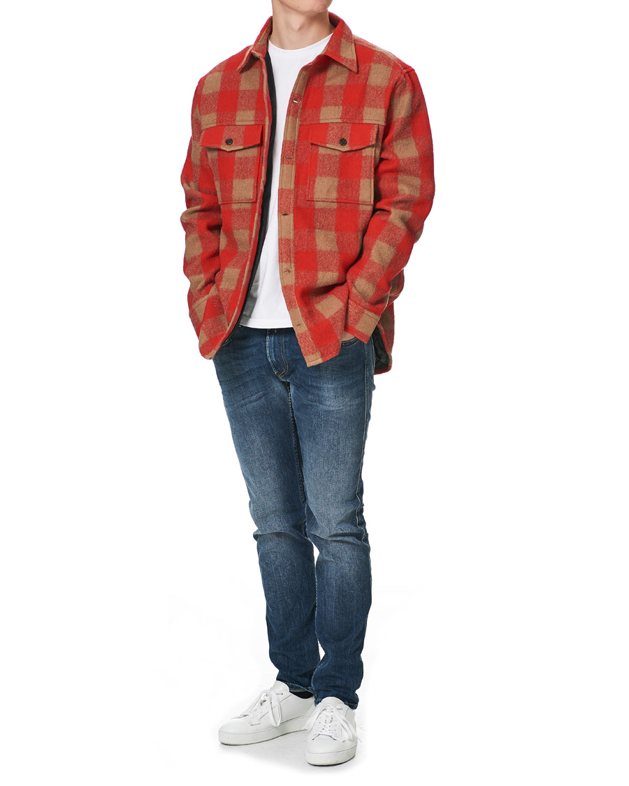 Homme | Chemises | J.Lindeberg | Gingham Wool Loose Fit Overshirt Red Bell