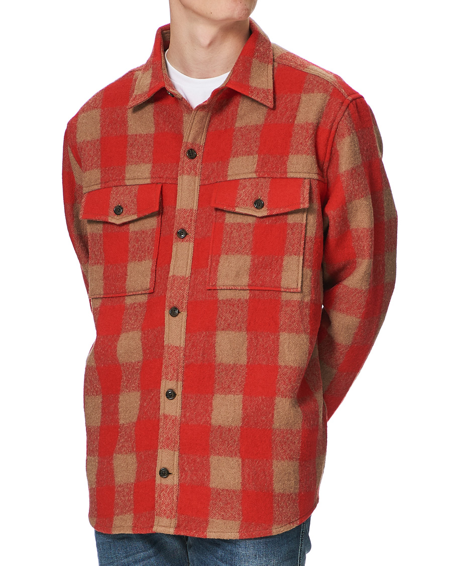 Homme | Chemises | J.Lindeberg | Gingham Wool Loose Fit Overshirt Red Bell
