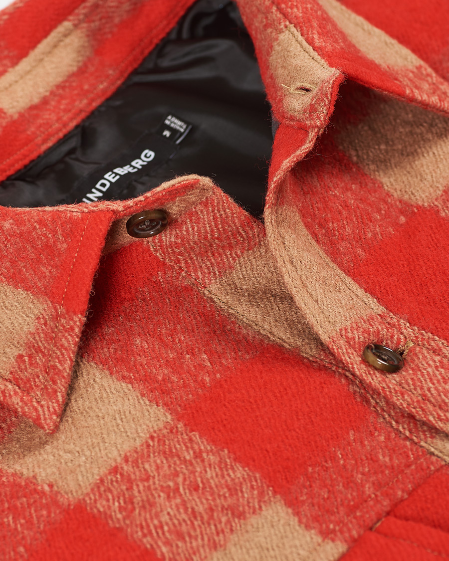 Homme | Chemises | J.Lindeberg | Gingham Wool Loose Fit Overshirt Red Bell
