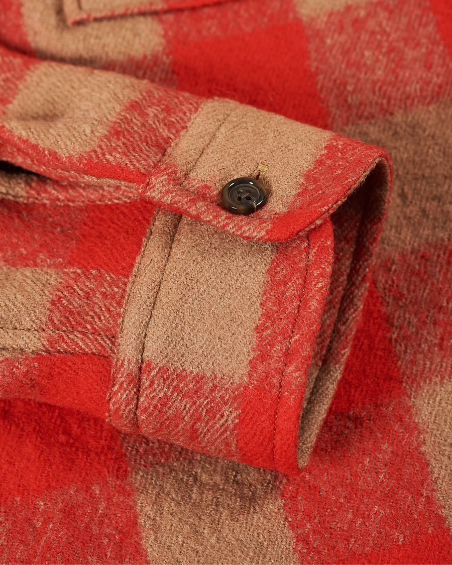 Homme | Chemises | J.Lindeberg | Gingham Wool Loose Fit Overshirt Red Bell