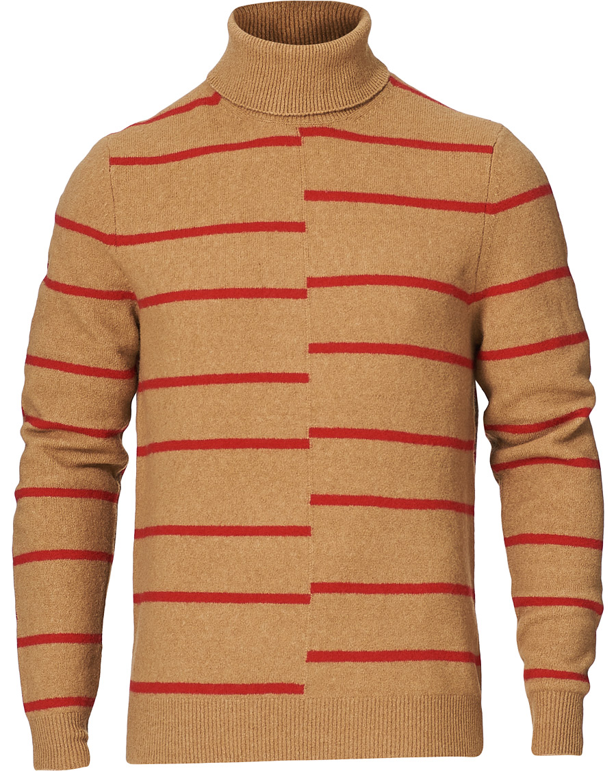 Homme | Pulls Et Tricots | J.Lindeberg | Floyd Striped Yak Blend Rollneck Tiger Brown