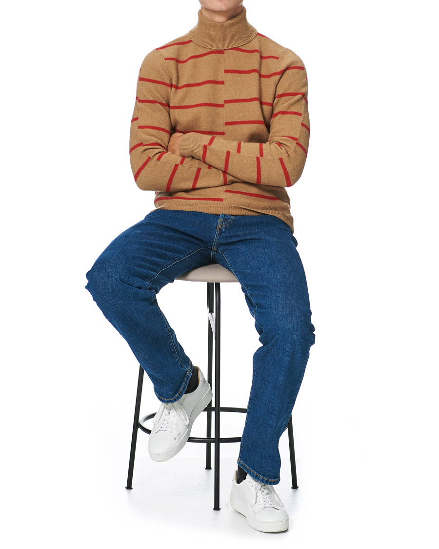 Homme | Pulls Et Tricots | J.Lindeberg | Floyd Striped Yak Blend Rollneck Tiger Brown