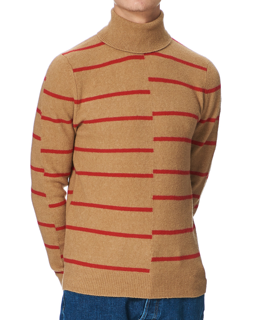 Homme | Pulls Et Tricots | J.Lindeberg | Floyd Striped Yak Blend Rollneck Tiger Brown