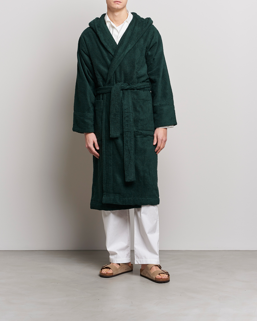 Homme | Peignoirs Et Pyjamas | Tekla | Organic Terry Hooded Bathrobe Forest Green
