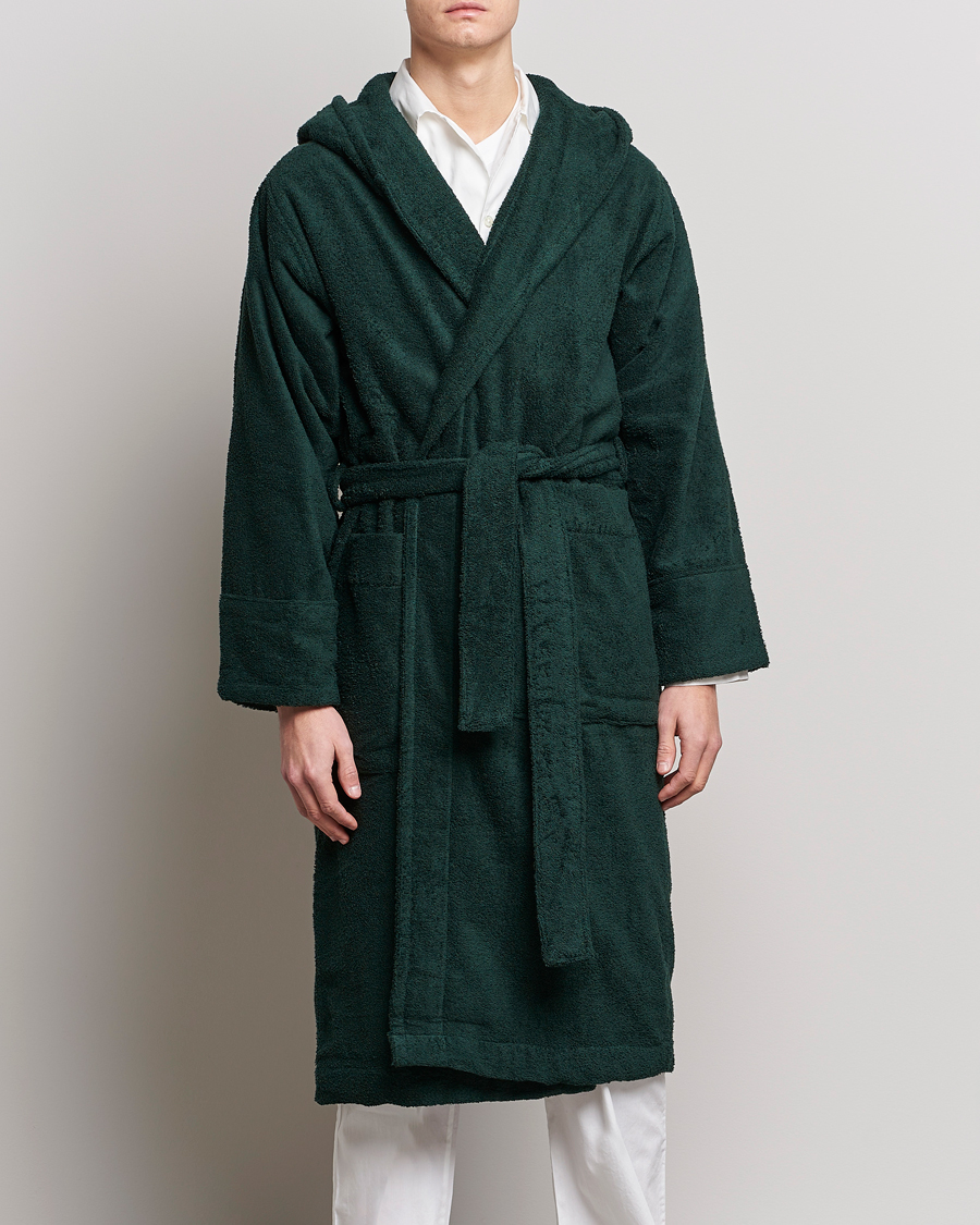 Homme | Peignoirs Et Pyjamas | Tekla | Organic Terry Hooded Bathrobe Forest Green