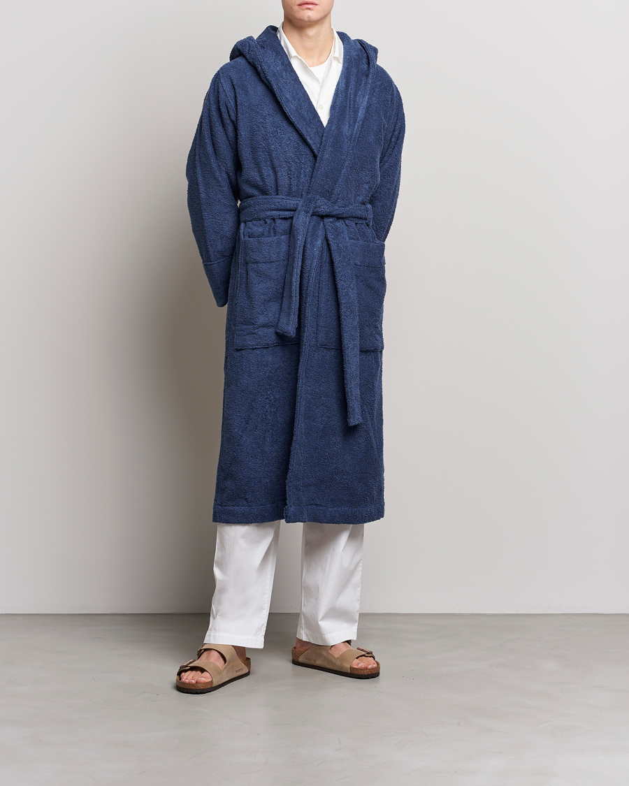 Homme | Peignoirs Et Pyjamas | Tekla | Organic Terry Hooded Bathrobe Navy