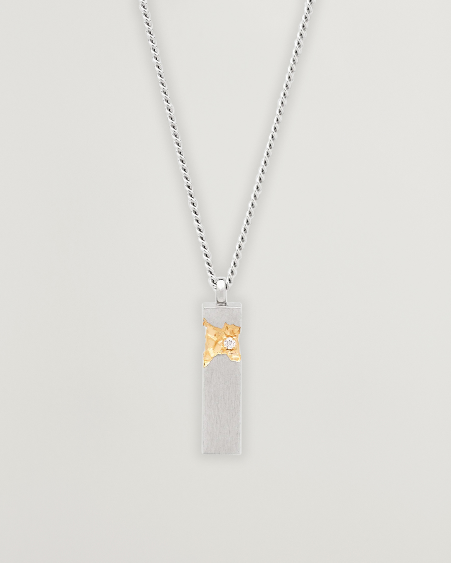 Homme | Tom Wood Mined Cube Pendant Necklace Silver | Tom Wood | Mined Cube Pendant Necklace Silver
