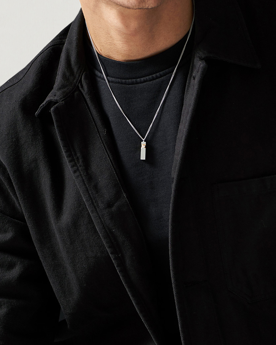 Homme | Tom Wood Mined Cube Pendant Necklace Silver | Tom Wood | Mined Cube Pendant Necklace Silver