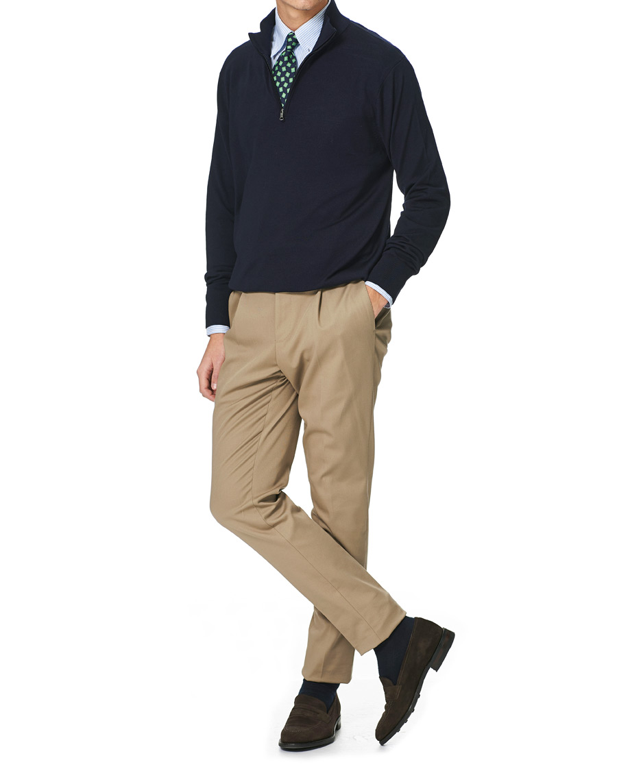Homme | Pulls Et Tricots | Brooks Brothers | Washable Merino Wool Half Zip Navy