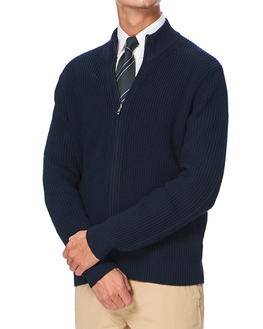Homme | Pulls Et Tricots | Brooks Brothers | Shaker Stitch Full Zip Navy