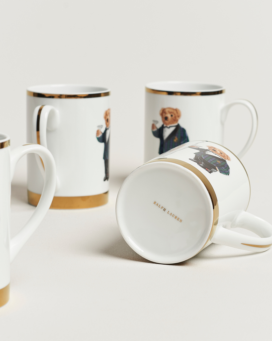 Homme | Pour La Maison | Ralph Lauren Home | Thompson Bear Porcelain Mug Set 4pcs White/Gold