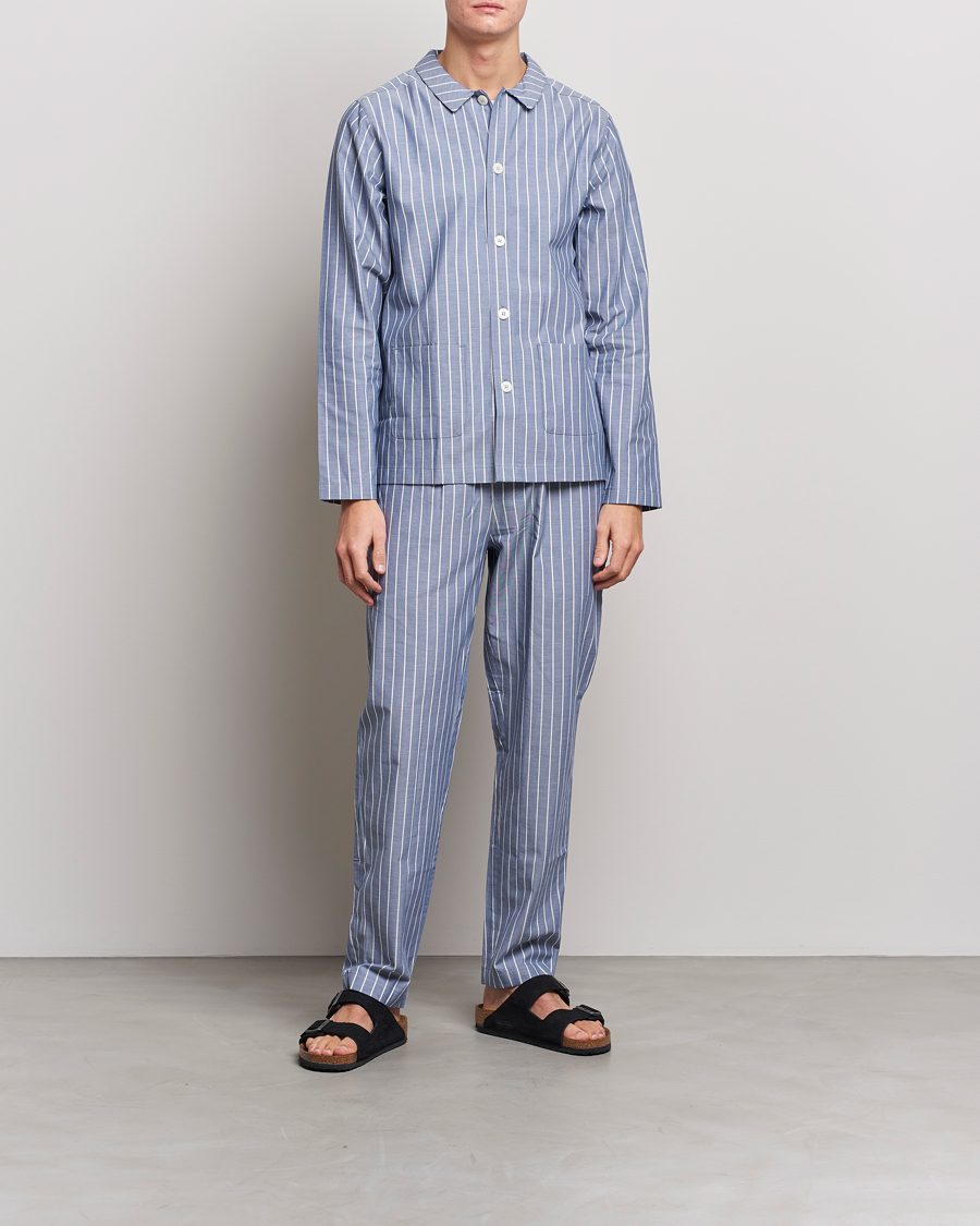Homme | Peignoirs Et Pyjamas | Nufferton | Uno Mini Stripe Pyjama Set Navy/White