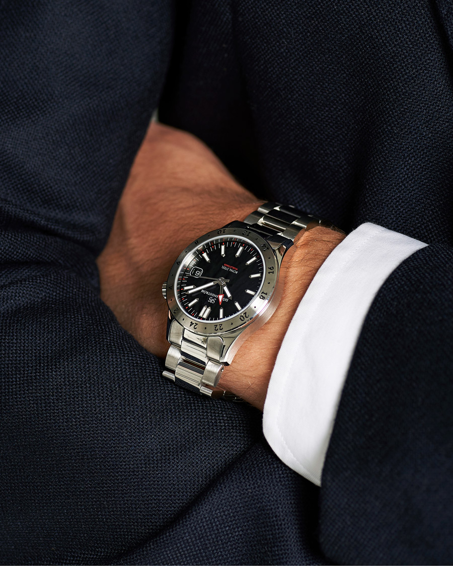 Homme | Sjöö Sandström Royal Steel Worldtimer 36mm Black with Steel | Sjöö Sandström | Royal Steel Worldtimer 36mm Black with Steel