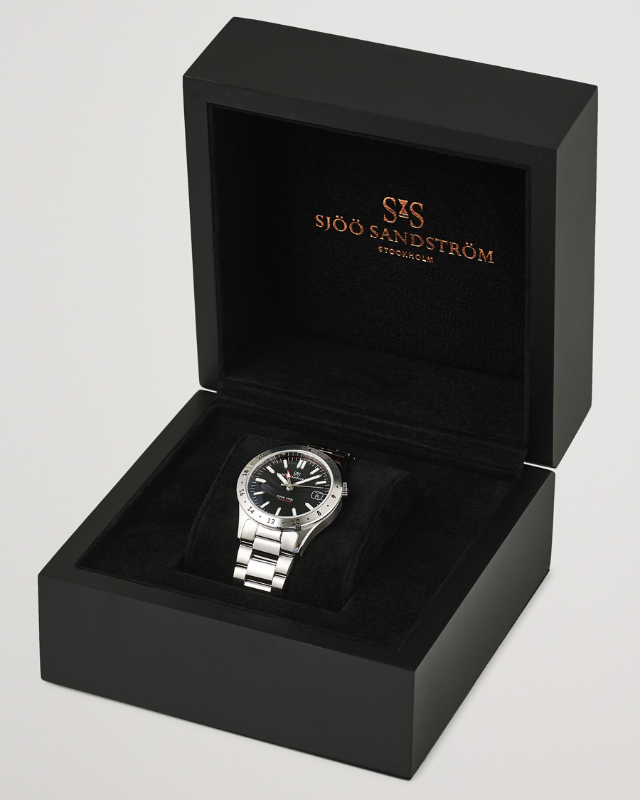 Homme | Sjöö Sandström Royal Steel Worldtimer 36mm Black with Steel | Sjöö Sandström | Royal Steel Worldtimer 36mm Black with Steel