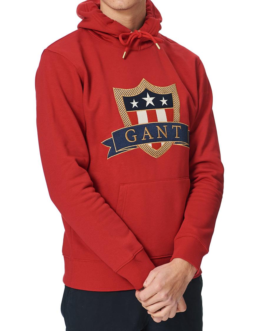 Homme | Pulls Et Tricots | GANT | Banner Shield Hoodie Equestrian Red