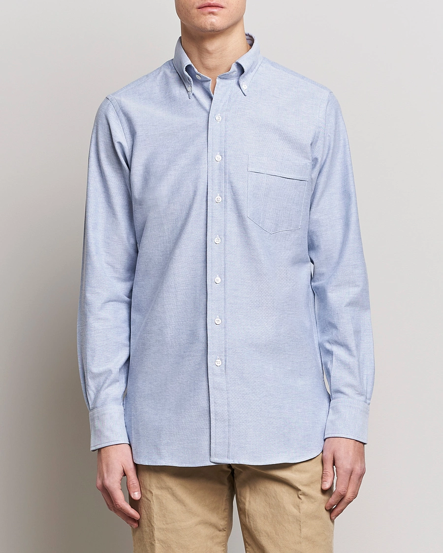 Homme | Chemises | Drake's | Button Down Oxford Shirt Blue