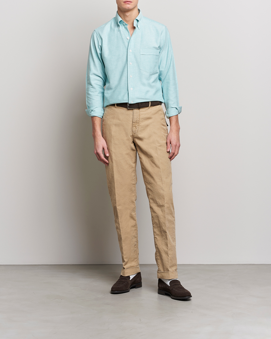 Homme | Chemises | Drake's | Button Down Oxford Shirt Light Green