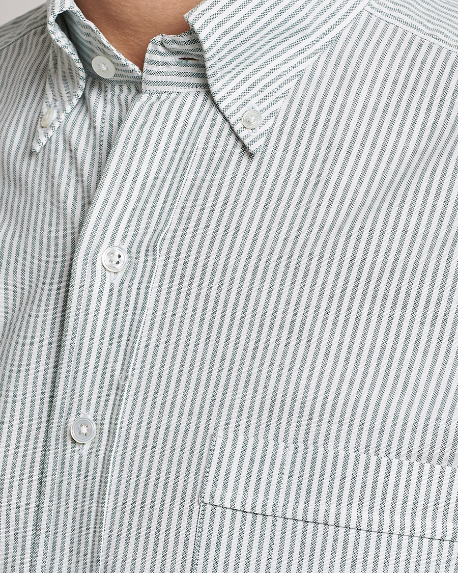 Homme | Chemises | Drake's | Striped Button Down Oxford Shirt Light Green