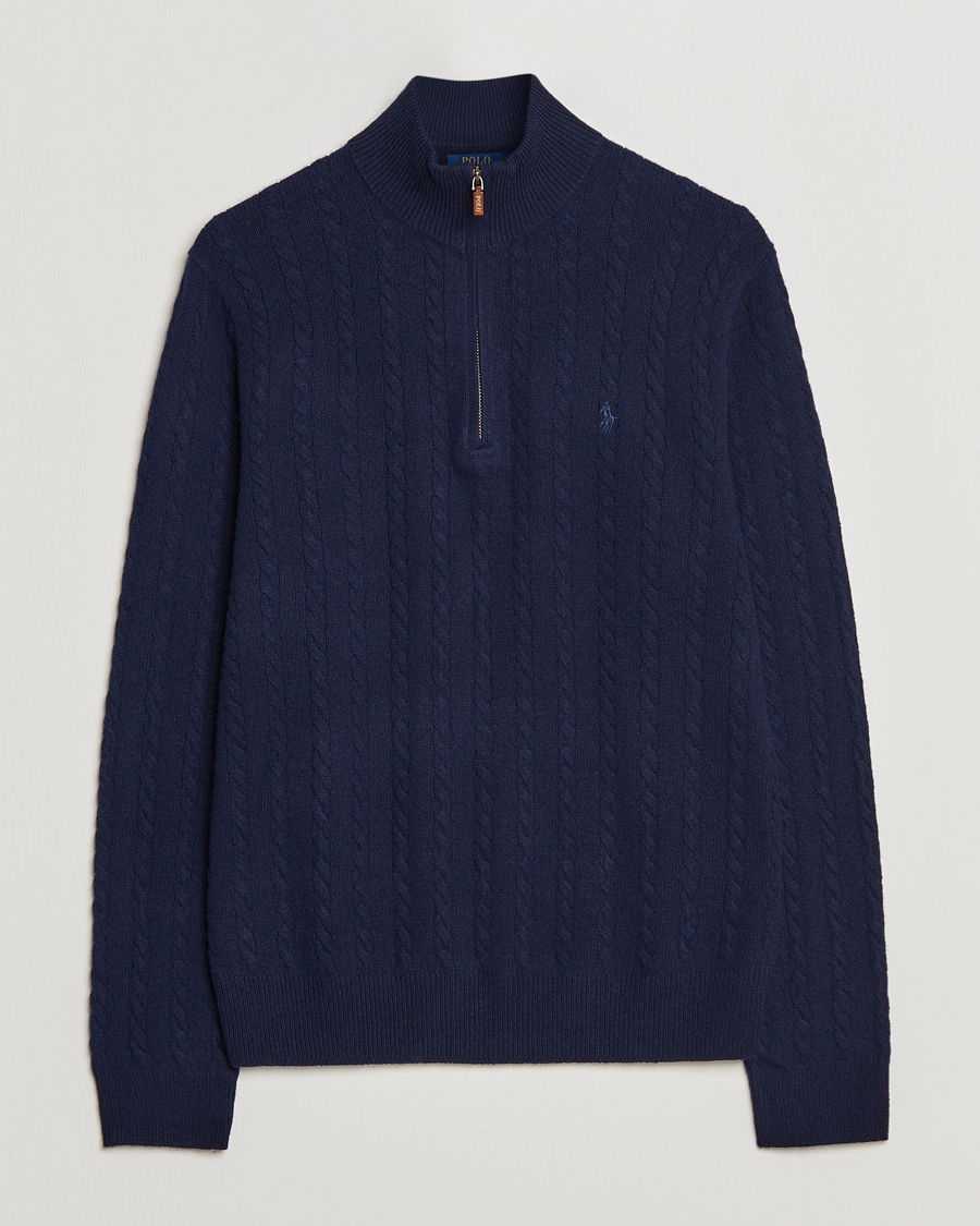 Homme | Pulls Et Tricots | Polo Ralph Lauren | Cotton/Wool Cable Half-Zip Hunter Navy
